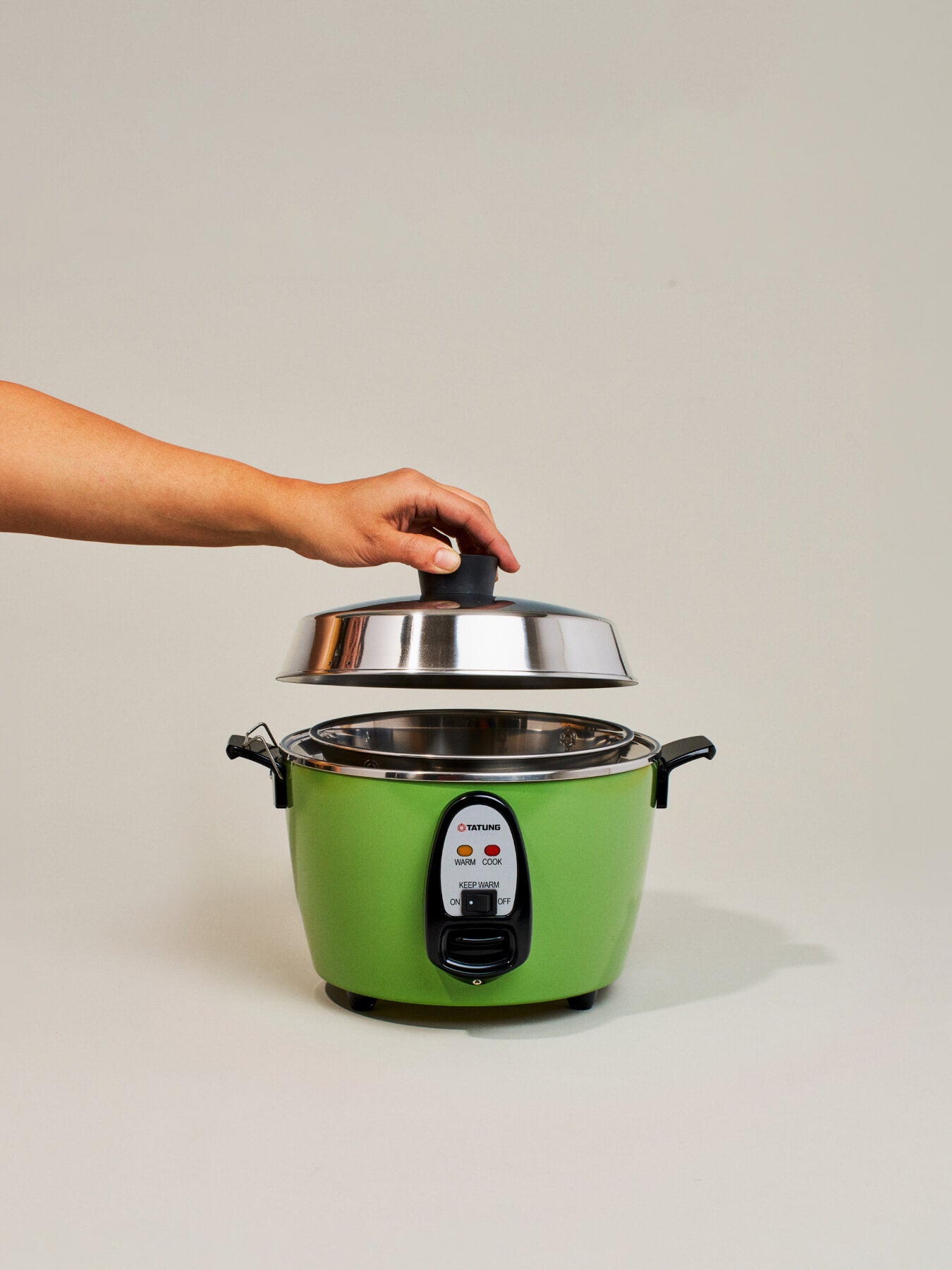 Tatung Electric Rice Cooker and Steamer (6-cup Stainless Steel), Green