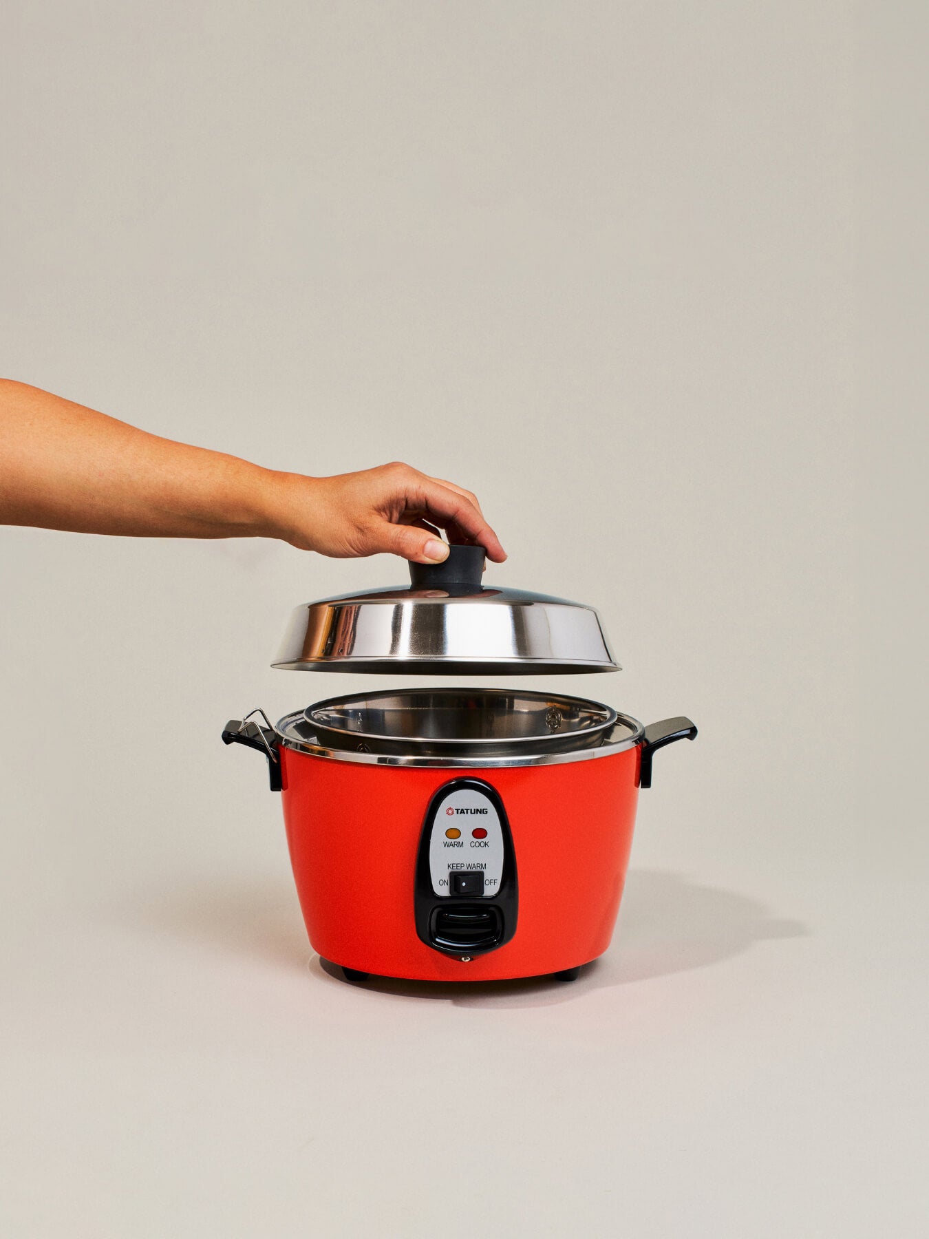 Tatung Electric Rice Cooker and Steamer (6-cup Stainless Steel), Red