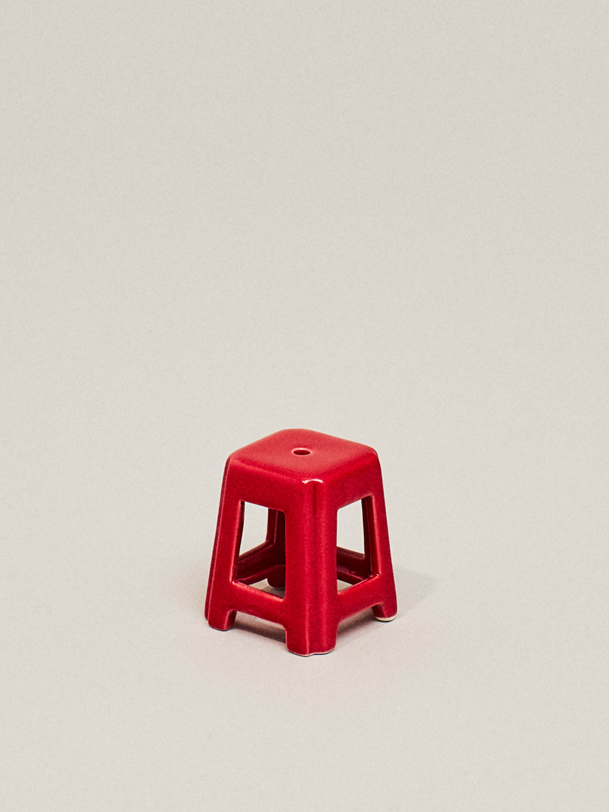 Miniature Taiwanese Ceramic Red Stool