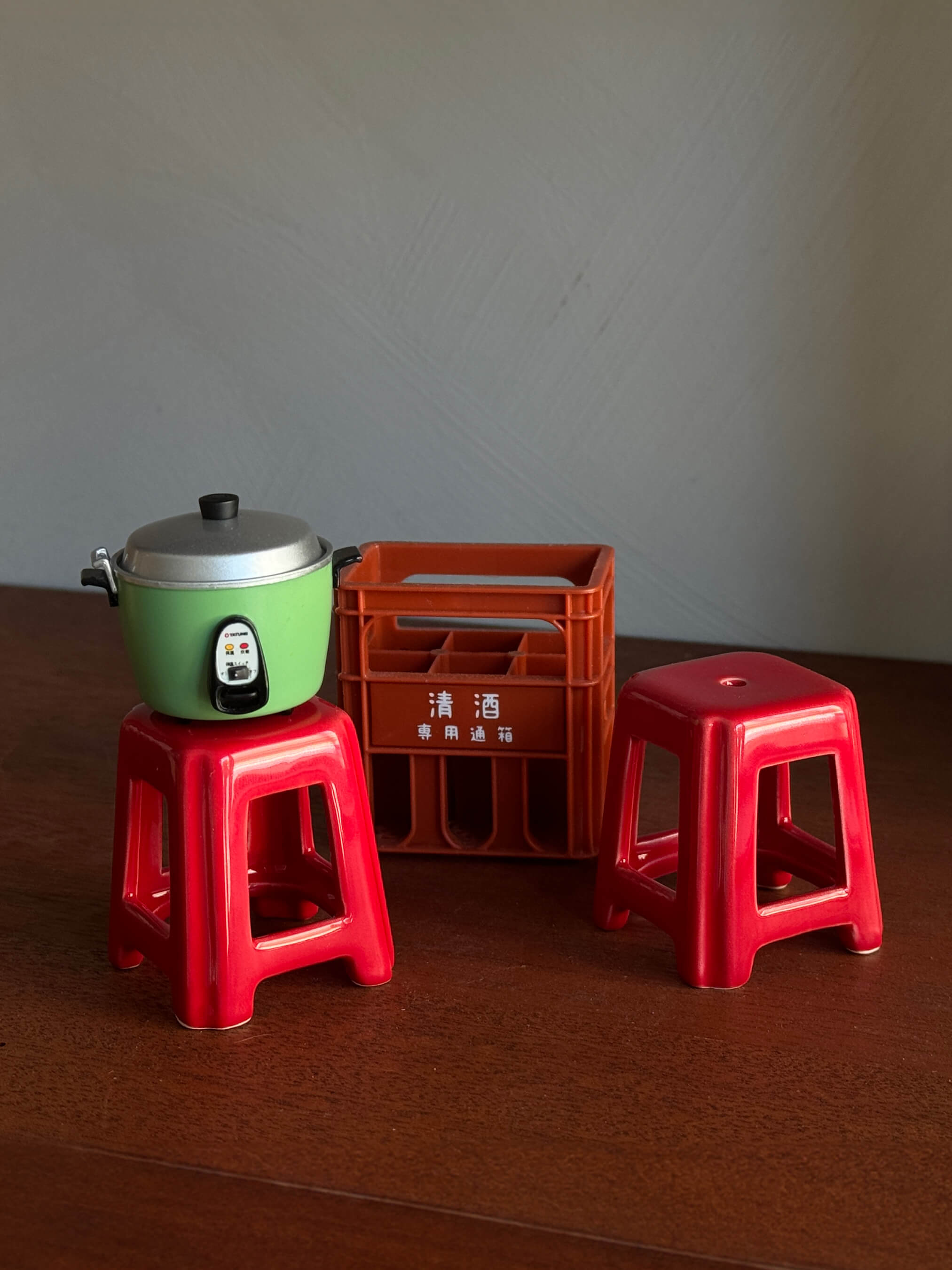 Miniature Taiwanese Ceramic Red Stool