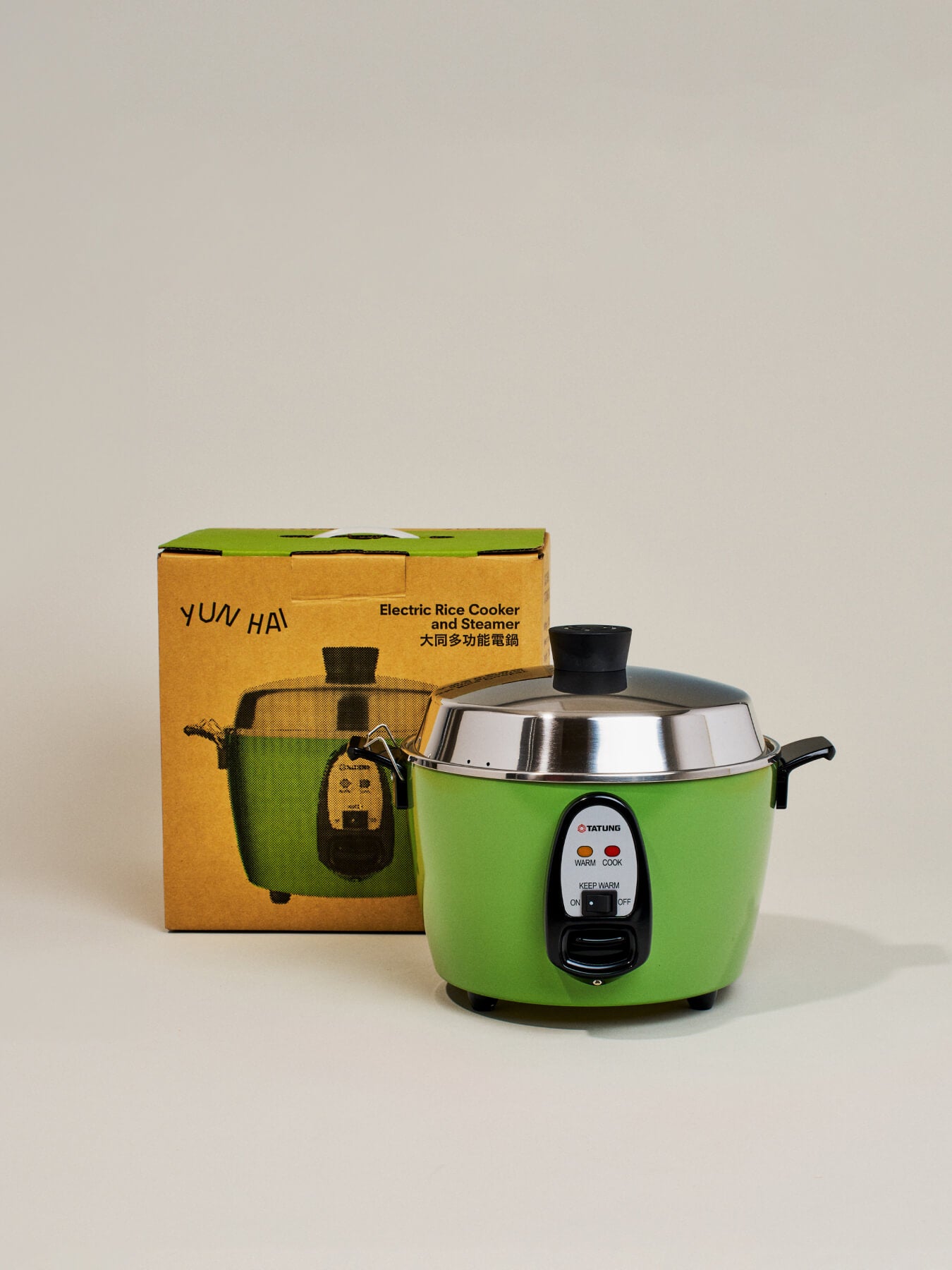 Tatung Electric Rice Cooker and Steamer (6-cup Stainless Steel), Green