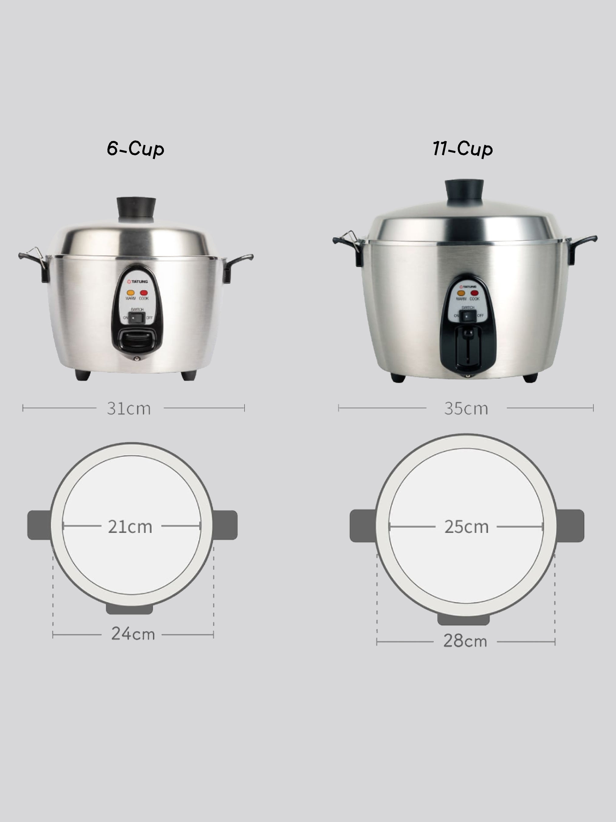 Tatung Electric Rice Cooker and Steamer (11-Cup), Stainless Steel Exterior