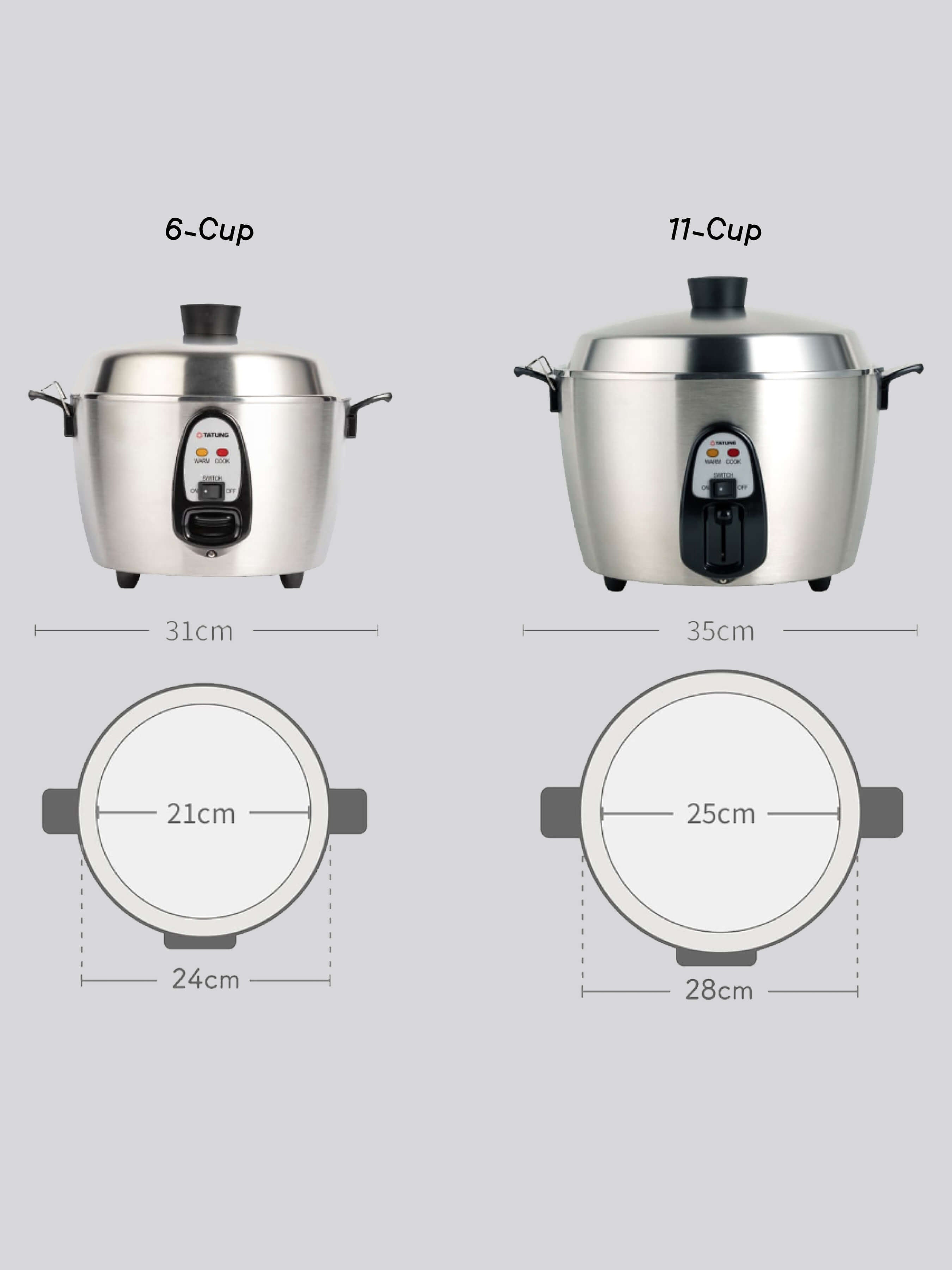 Tatung Electric Rice Cooker and Steamer (6-Cup), Stainless Steel Exterior