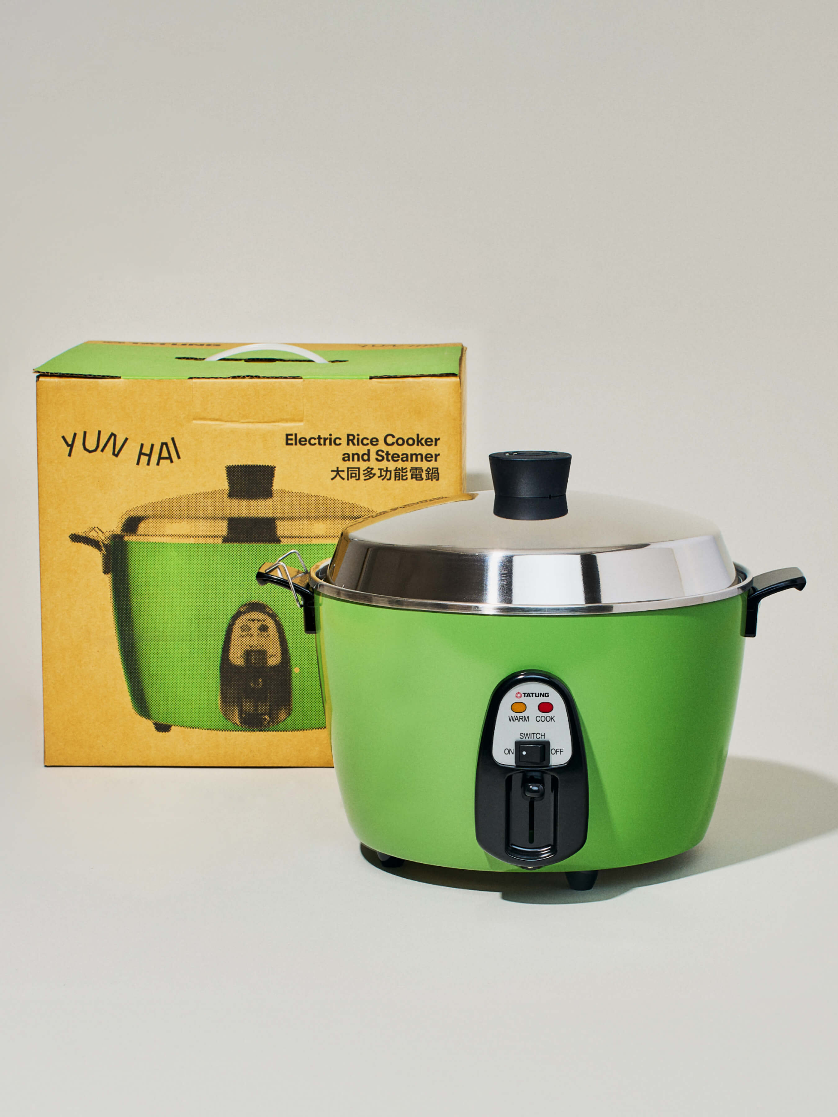 Tatung Electric Rice Cooker and Steamer (6-cup Stainless Steel), Green