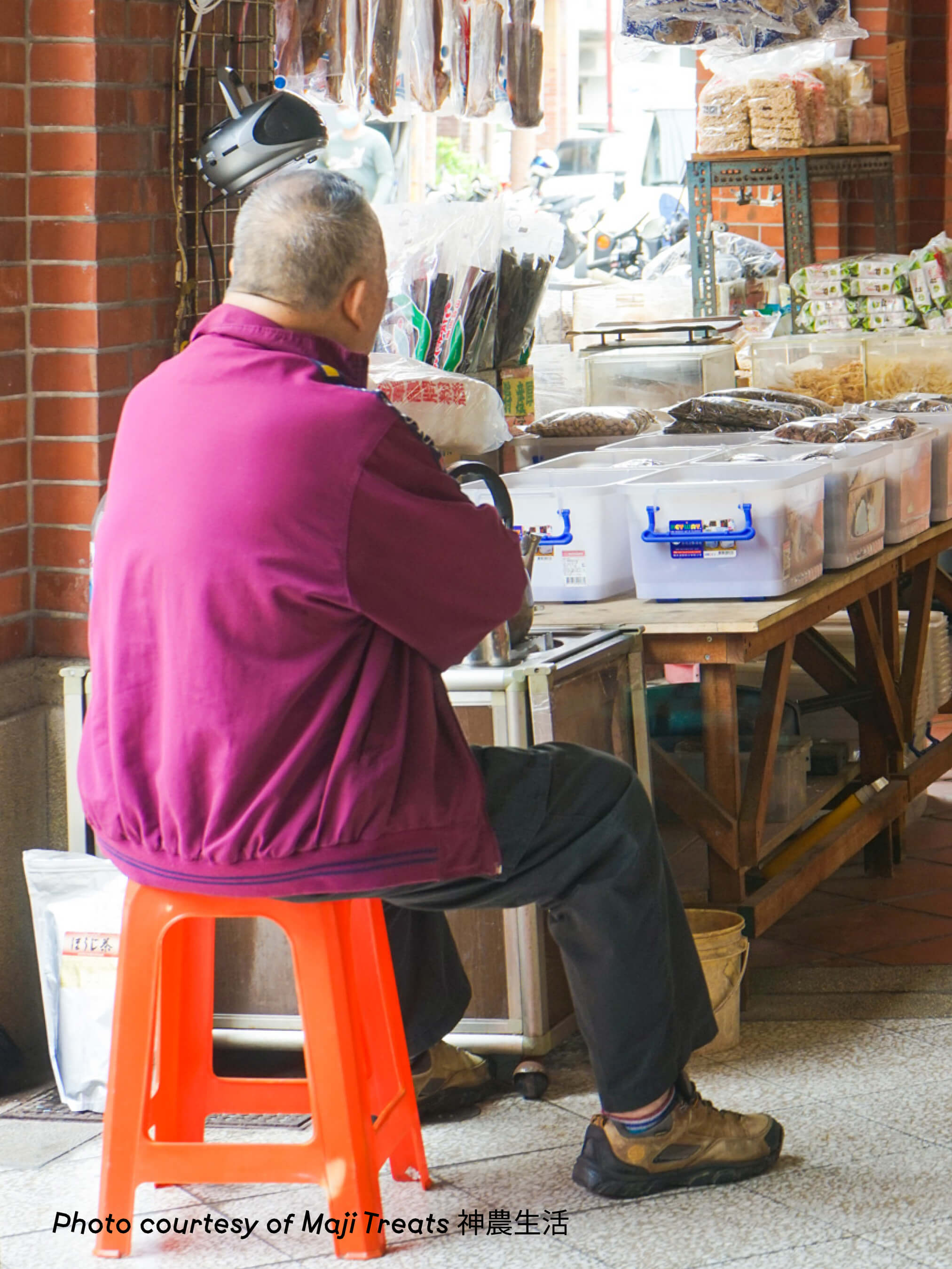 Miniature Taiwanese Ceramic Red Stool